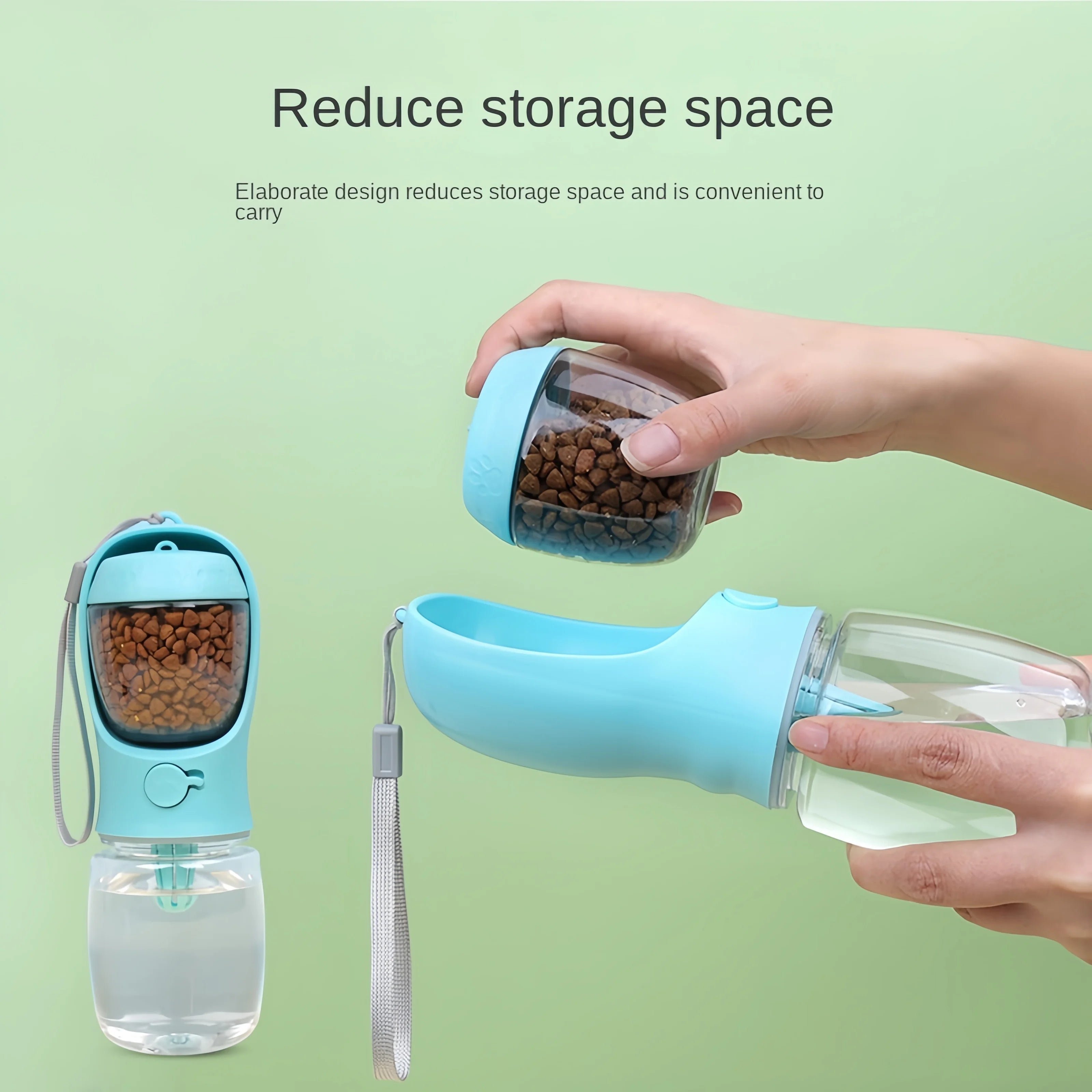 Portable Water Bottle with Food Dispenser for Dogs and Cats – Travel & Outdoor Use
