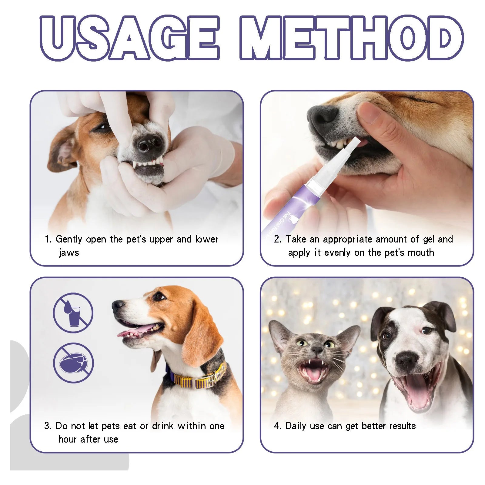 Pet Oral Cleaning Gel 3ml – Teeth Care and Bad Breath Control for Dogs and Cats