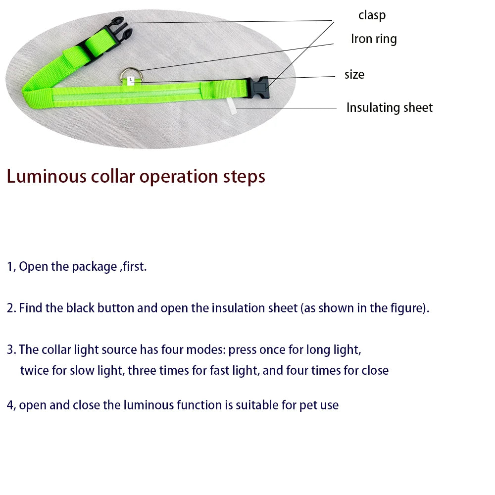 Luminous LED Dog Leash & Glow Collar – Night Safety for Pets